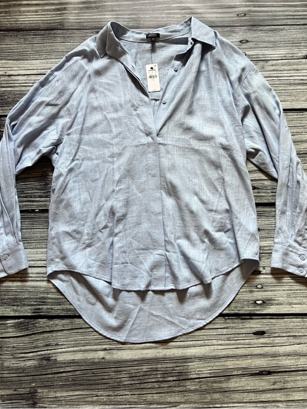 Light Blue Women’s Long-Sleeve Button Shirt